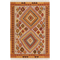 Carpete Re-Kilim Laranja Amarelo Bege 120x170